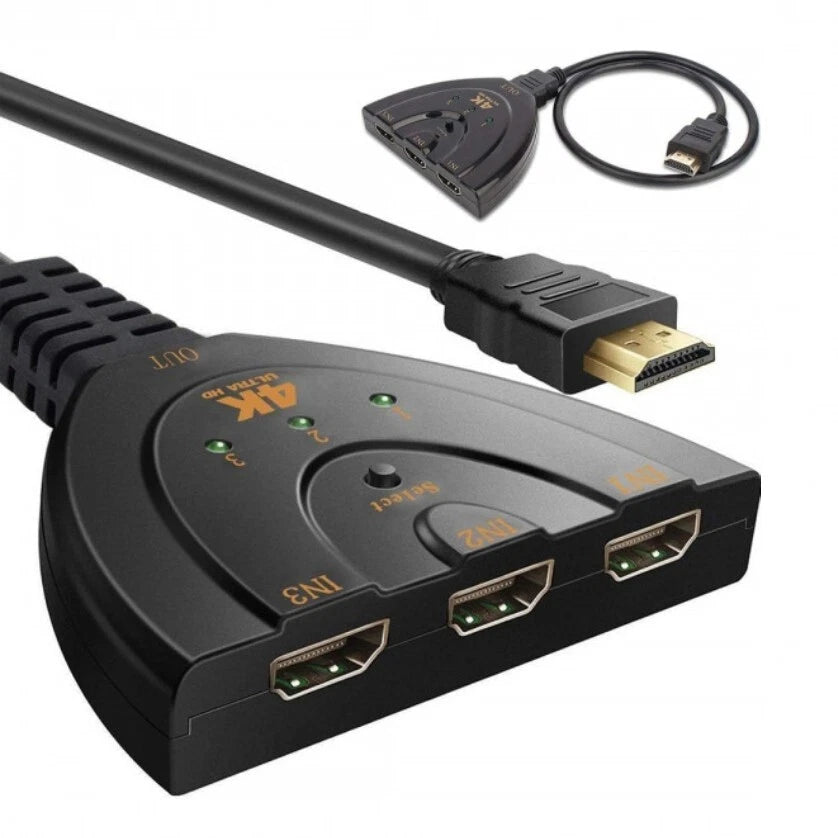 Hub hdmi splitter 3 porte full hd 1080p 4k tv cavo switch sdoppiatore multiporta