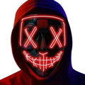 Maschera led di halloween, carnevale, purge, festa, illuminata a led rosso, universale
