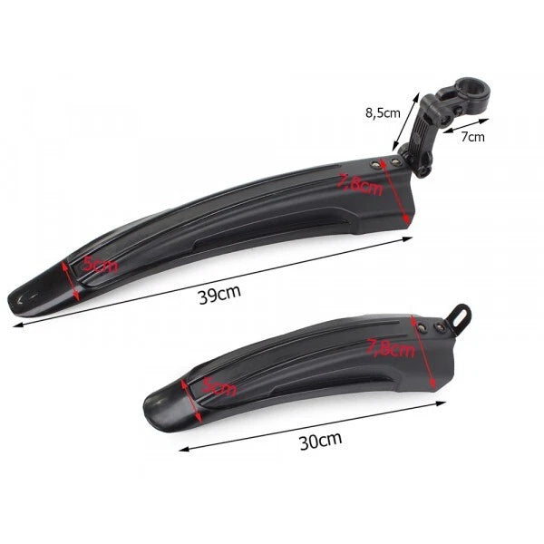 Coppia parafanghi bici 24 - 28'' anteriore e posteriore nero mtb bicicletta