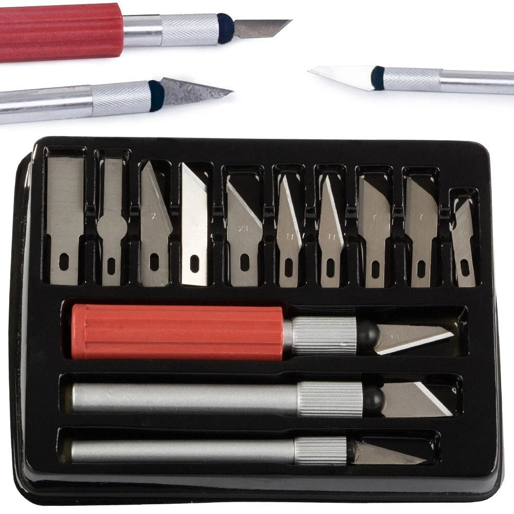 Set bisturi coltelli da modellazione taglia 13 pezzi lame precisione taglierini