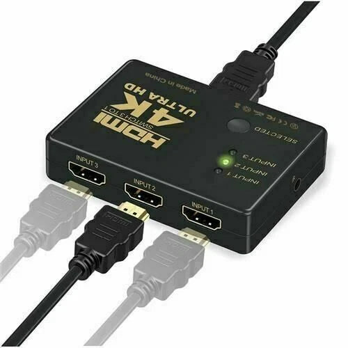 Splitter hdmi 4k switch ultra hd 3 porte per tv decoder ps4 xbox con telecomando