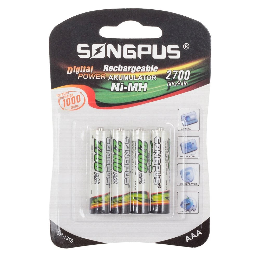 4 pile aaa batterie ministilo ricaricabili universali 2700 mah