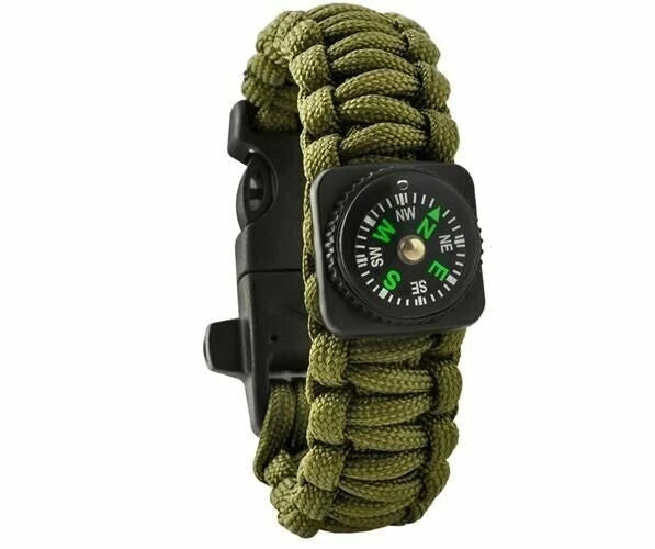 Bracciale survival sopravvivenza paracord bussola acciarino fischietto campeggio