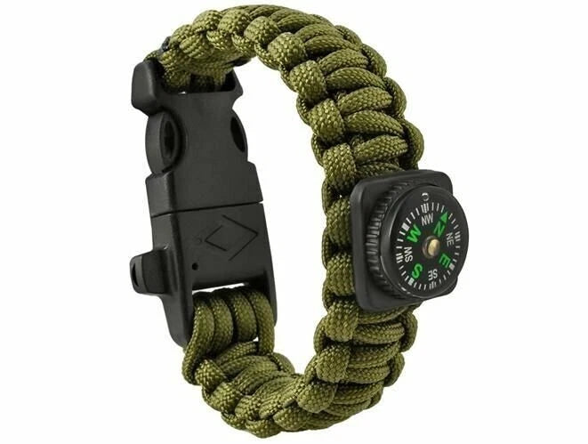 Bracciale survival sopravvivenza paracord bussola acciarino fischietto campeggio