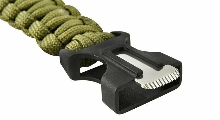 Bracciale survival sopravvivenza paracord bussola acciarino fischietto campeggio