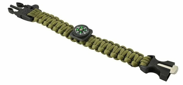 Bracciale survival sopravvivenza paracord bussola acciarino fischietto campeggio