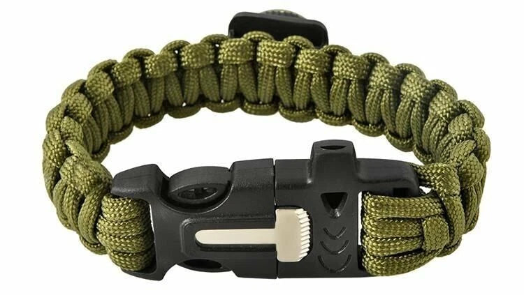 Bracciale survival sopravvivenza paracord bussola acciarino fischietto campeggio