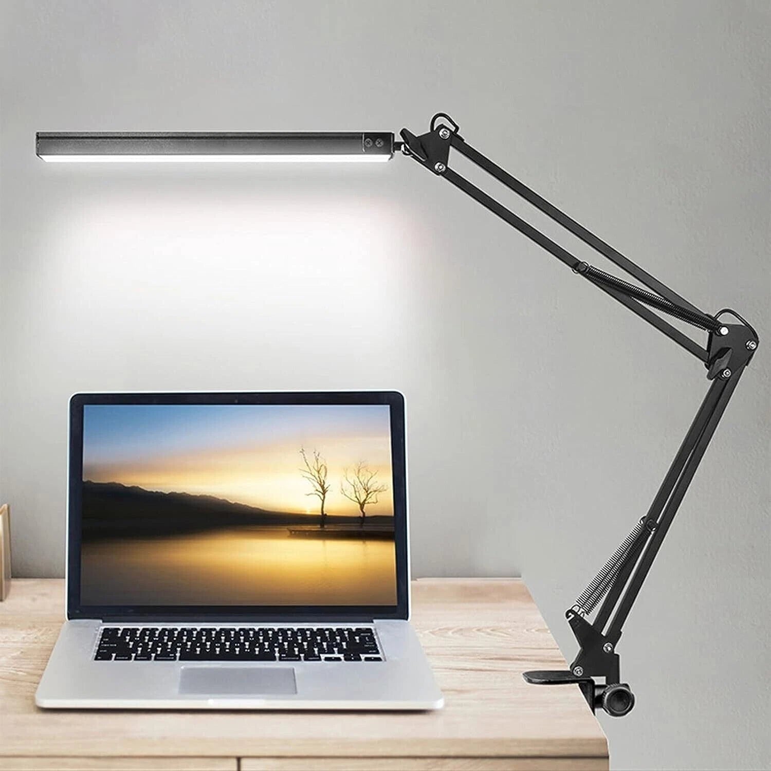 Lampada led da tavolo scrivania braccio pieghevole con morsetto dimmerabile 12w