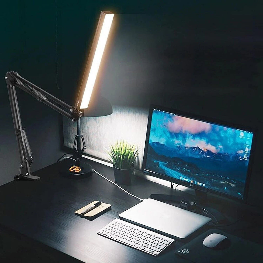 Lampada led da tavolo scrivania braccio pieghevole con morsetto dimmerabile 12w