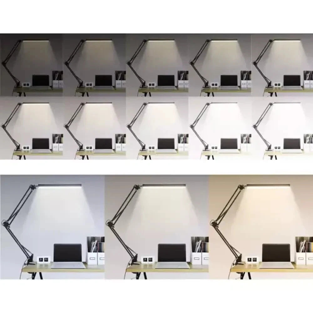 Lampada led da tavolo scrivania braccio pieghevole con morsetto dimmerabile 12w