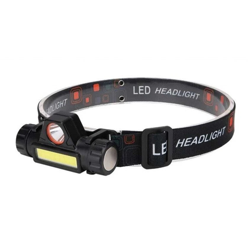Torcia lampada led frontale da testa ricaricabile usb tripla luce pesca caccia