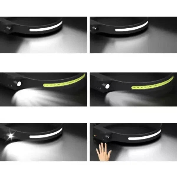 Lampada frontale 3 led cob pile ricaricabile auto torcia da testa sport pesca