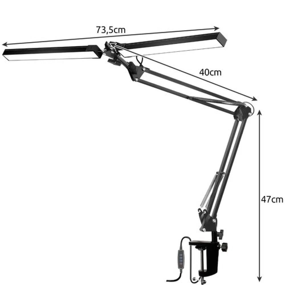 Lampada led  da tavolo scrivania braccio pieghevole con morsetto dimmerabile 24w