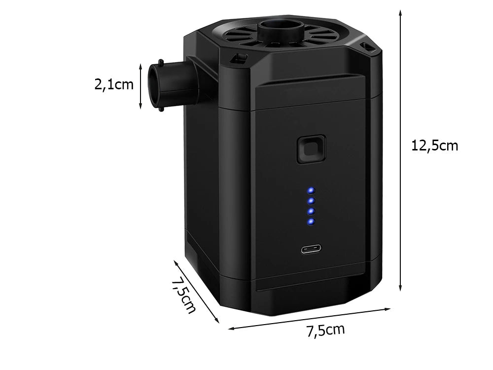 Pompa ad aria elettrica portatile per gonfiabili batteria inclusa 5200 mah