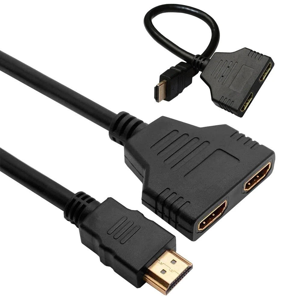 Cavo hdmi 2 uscite sdoppiatore splitter 1 ingresso maschio 2 uscite femmina hd
