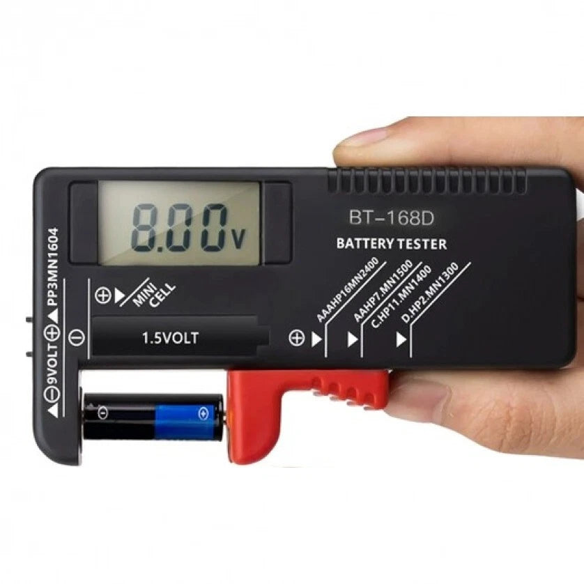 Tester digitale pile batterie carica da 1,5-9v aa aaa bottone mini stilo bt168