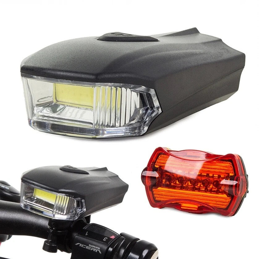 Kit luci luce faro a led bici bicicletta anteriore + posteriore ricaricabile