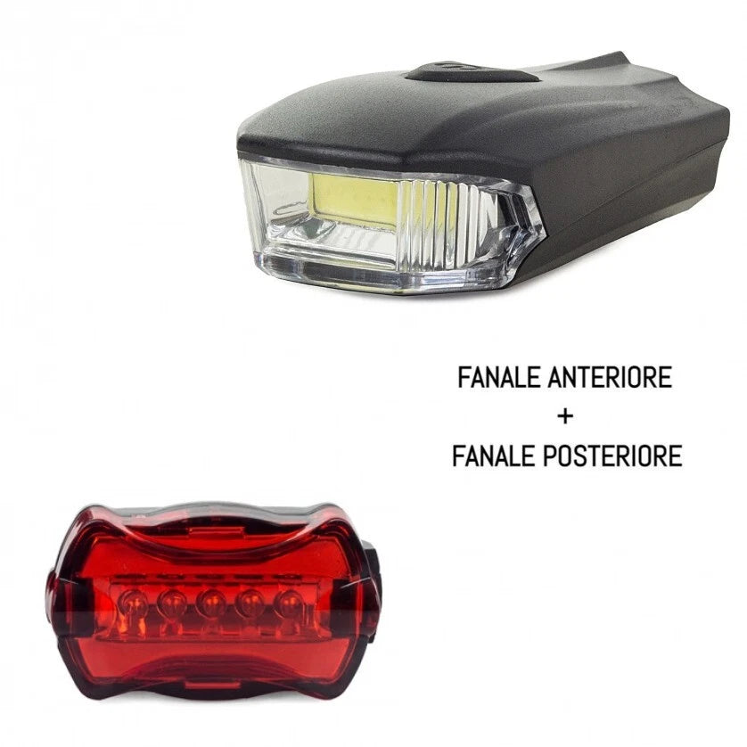 Kit luci luce faro a led bici bicicletta anteriore + posteriore ricaricabile