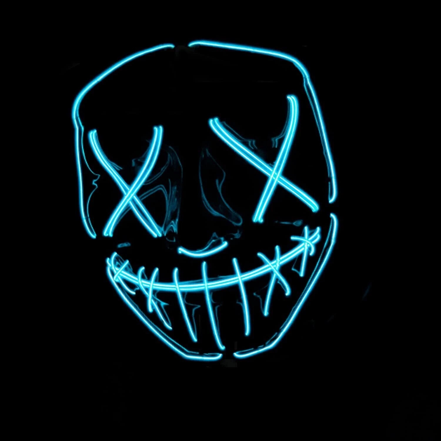 Maschera led di halloween, carnevale, purge, festa, illuminata a led blu, universale