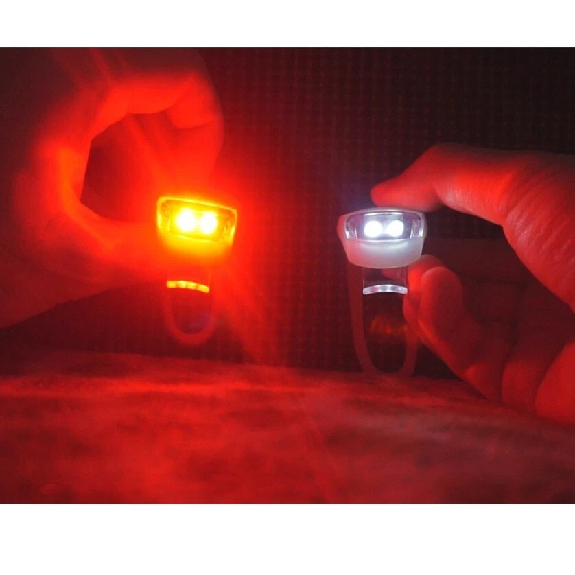 Kit luci luce a led segnalazione bici bicicletta anteriore + posteriore