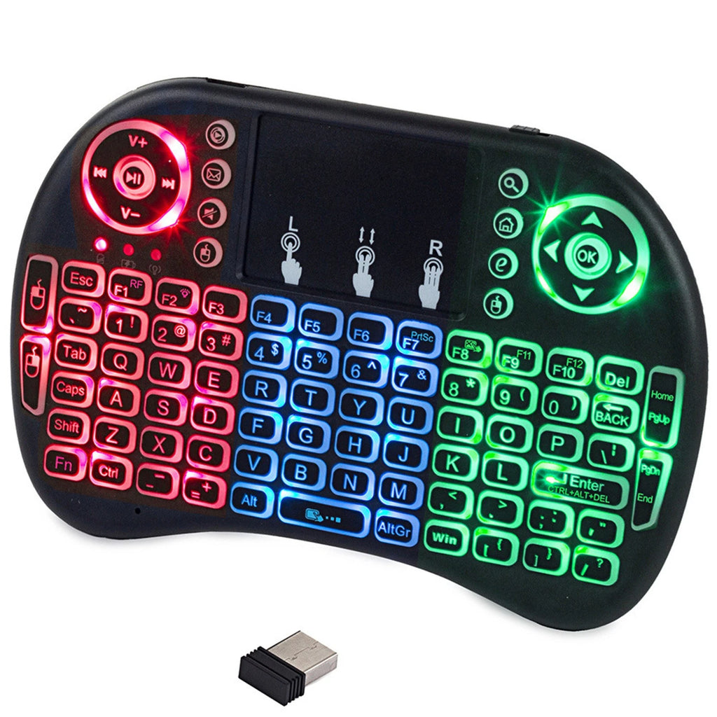 Tastiera Wireless Mini Air Mouse Touchpad Retroilluminata Android TV Box PC