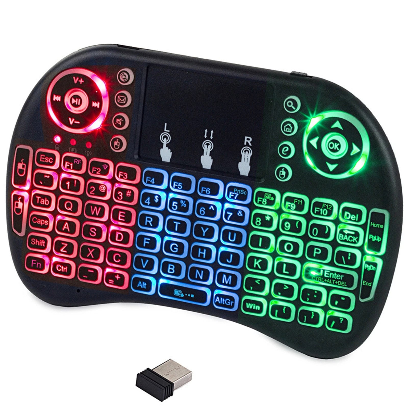 Tastiera Wireless Mini Air Mouse Touchpad Retroilluminata Android TV Box PC
