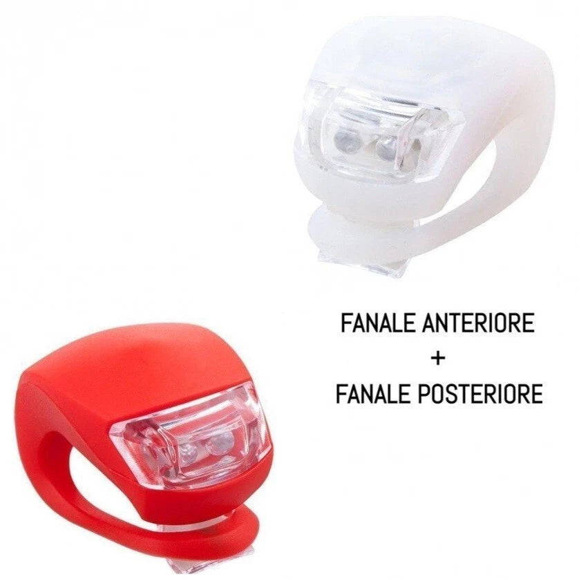 Kit luci luce a led segnalazione bici bicicletta anteriore + posteriore