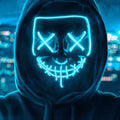 Maschera led di halloween, carnevale, purge, festa, illuminata a led blu, universale