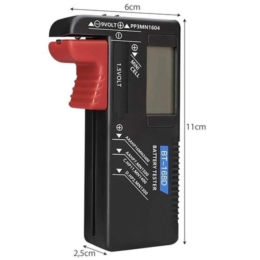 Tester digitale pile batterie carica da 1,5-9v aa aaa bottone mini stilo bt168