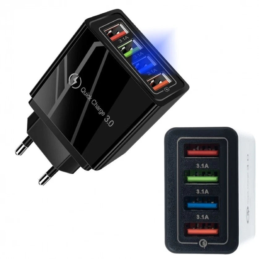 Carica batteria quickcharger 3.0 usb 3.1a 5v 9v 12v max 48w fast qualcomn