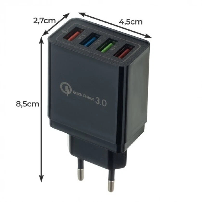 Carica batteria quickcharger 3.0 usb 3.1a 5v 9v 12v max 48w fast qualcomn