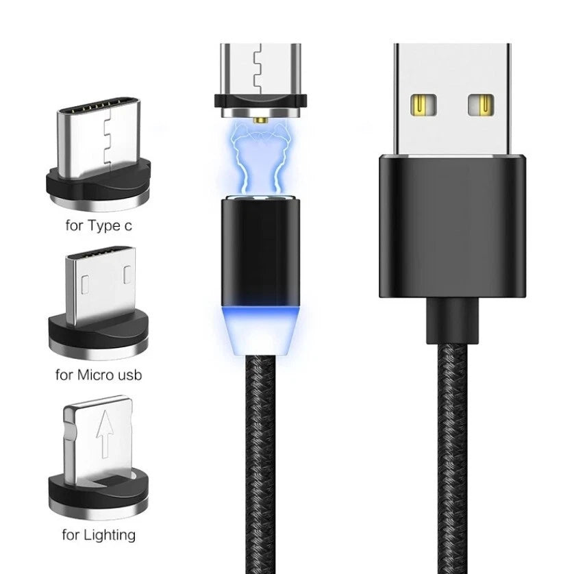 Cavo magnetico 3 in 1, type-c, micro usb per android compatibile con iphone