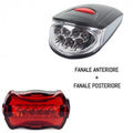 Kit luci luce faro a led bici bicicletta anteriore + fanale posteriore 7 modalit