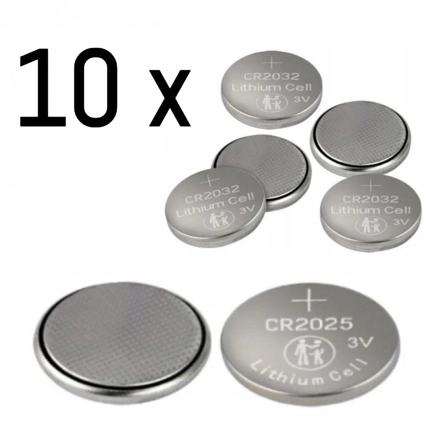 10 batterie al litio cr2032 3v volt, per orologio, auto, pile a bottone cr2032