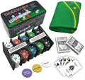 Set poker texas hold'em 200 fiches chips, panno, tovaglia da gioco e carte