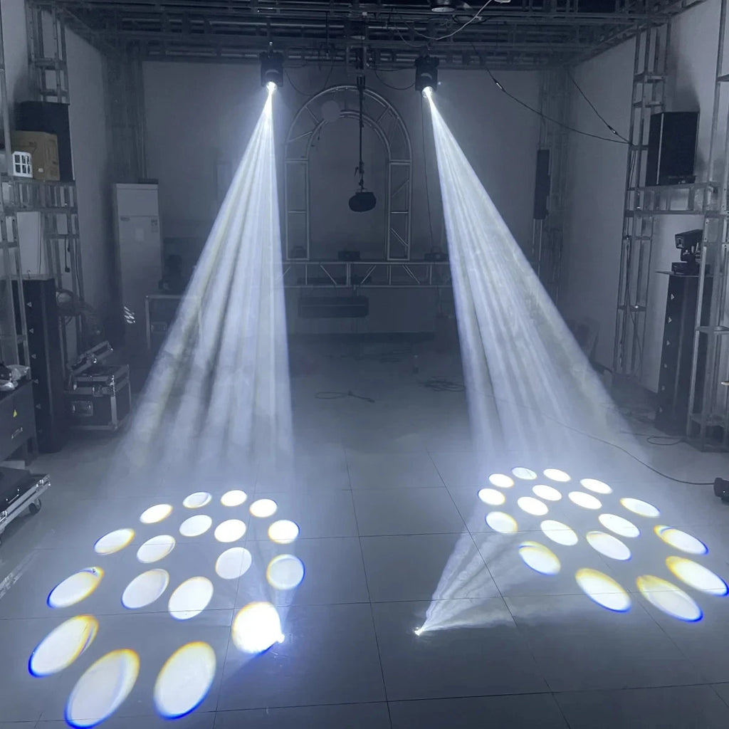 Testa mobile led 150w led dmx colori 18 prismi rotanti, fascio luce, spot led