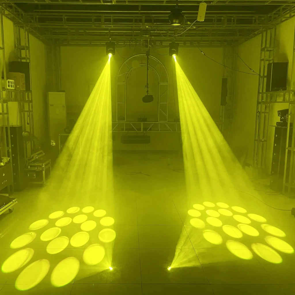 Testa mobile led 150w led dmx colori 18 prismi rotanti, fascio luce, spot led