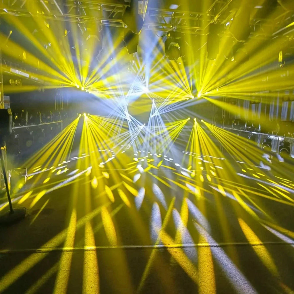 Testa mobile led 150w led dmx colori 18 prismi rotanti, fascio luce, spot led