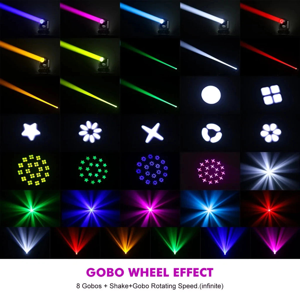 Testa mobile led 150w led dmx colori 18 prismi rotanti, fascio luce, spot led