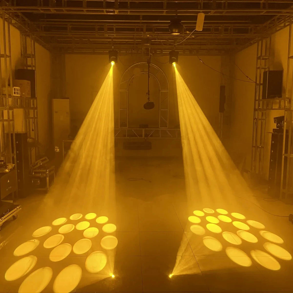 Testa mobile led 150w led dmx colori 18 prismi rotanti, fascio luce, spot led