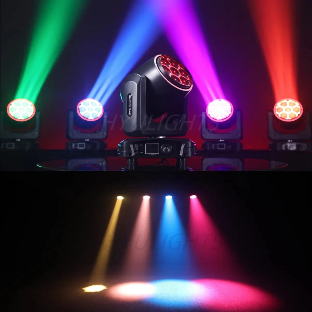 Testa mobile led 300w led dmx 7x40w led rgb zoom fascio rotante estrattore