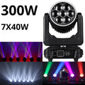 Testa mobile led 300w led dmx 7x40w led rgb zoom fascio rotante estrattore