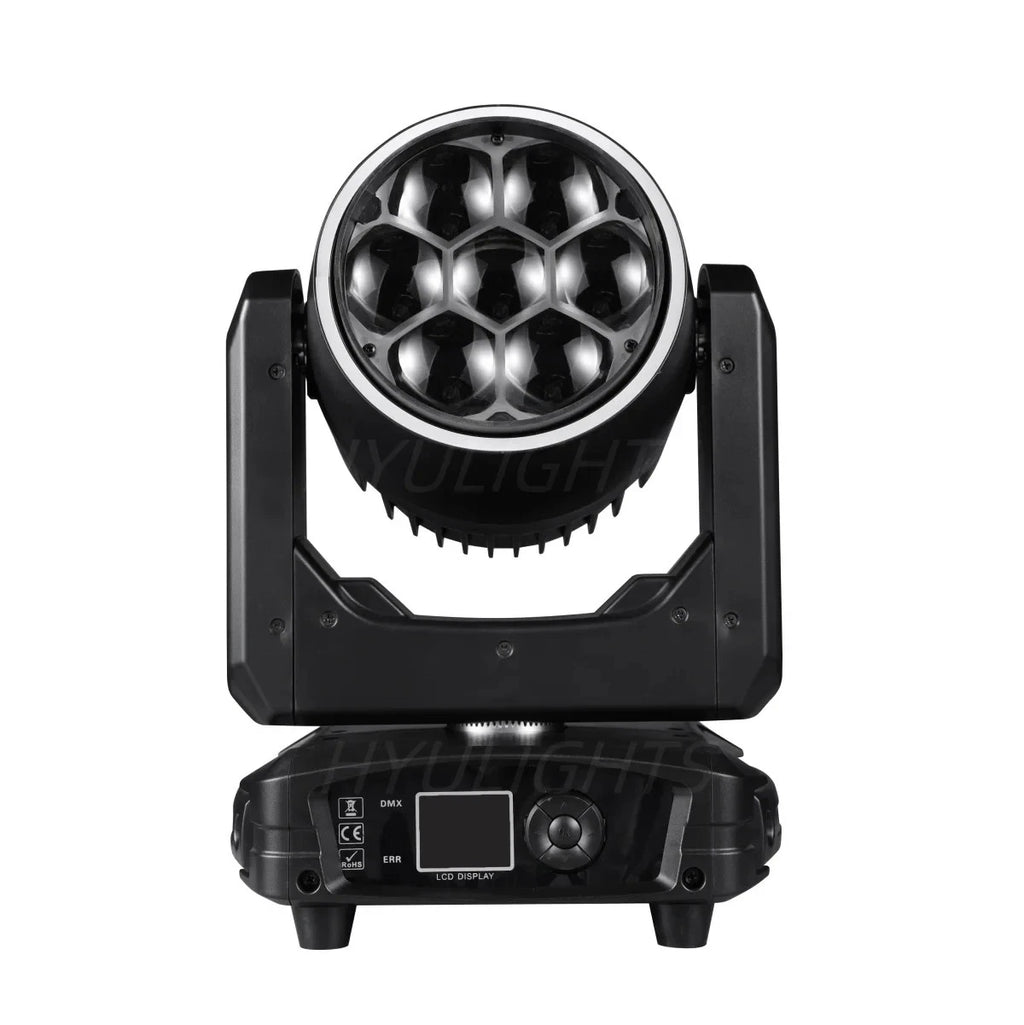 Testa mobile led 300w led dmx 7x40w led rgb zoom fascio rotante estrattore