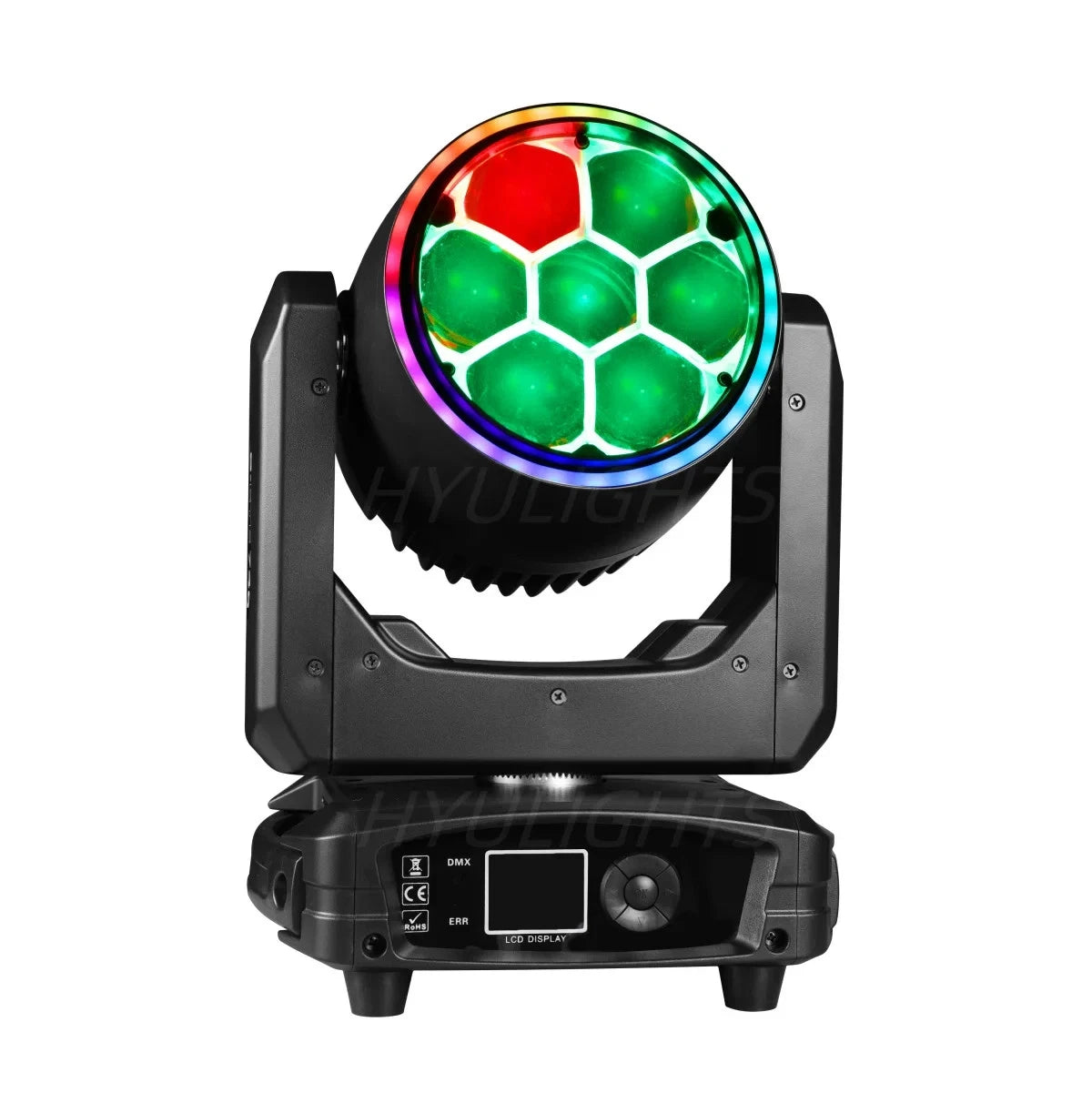 Testa mobile led 300w led dmx 7x40w led rgb zoom fascio rotante estrattore