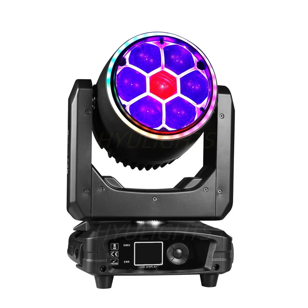 Testa mobile led 300w led dmx 7x40w led rgb zoom fascio rotante estrattore