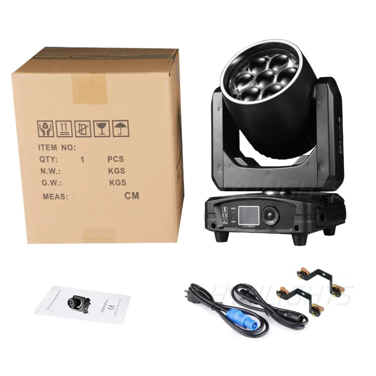 Testa mobile led 300w led dmx 7x40w led rgb zoom fascio rotante estrattore