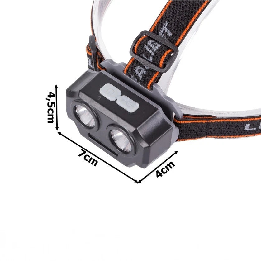Torcia lampada led frontale da testa ricaricabile usb luce pesca caccia