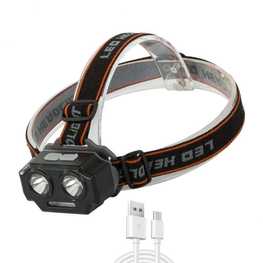Torcia lampada led frontale da testa ricaricabile usb luce pesca caccia