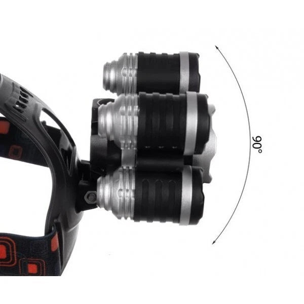 Lampada frontale 5 led torcia ricaricabile pile auto torcia da testa sport pesca