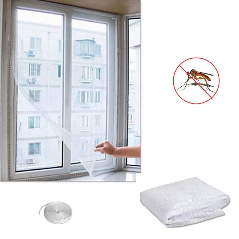 Zanzariera per finestra adesiva tenda telo anti zanzare insetti bianca 130x150cm